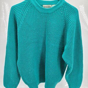 VINTAGE St Johns Bay Sweater Men XL Teal Green Pullover Ribbed Classic 90s Ragla